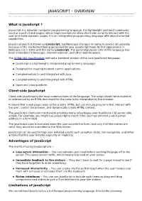 Javascript Overview