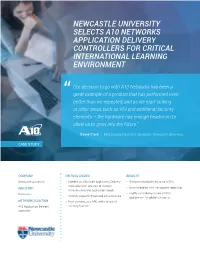 Newcastle University Selects A10 Networks Application Delivery Controllers for Critical International Learning Environment