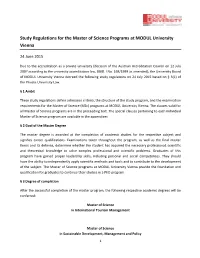 Study Regulations for the Master of Science Programs at MODUL University Vienna