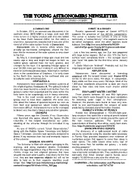 THE YOUNG ASTRONOMERS NEWSLETTER Volume 22 Number 9 STUDY + LEARN = POWER August 2014