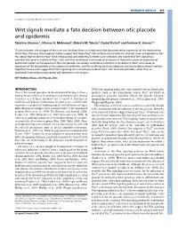 Wnt Signals Mediate a Fate Decision Between Otic Placode and Epidermis