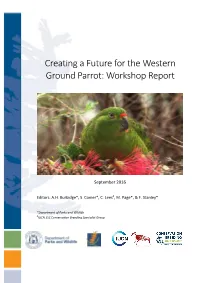 Creating a Future for the Western Ground Parrot: Workshop Report