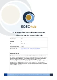 EOSC-Hub D5.4 Second Release of Federation and Collaboration Services and Tools