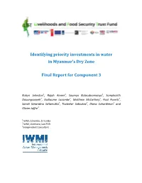 Identifying Priority Investments in Water in Myanmar's Dry Zone Final
