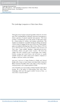 The Cambridge Companion to Video Game Music Edited by Melanie Fritsch , Tim Summers Frontmatter More Information