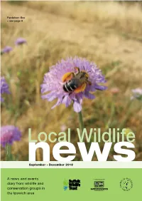 A News and Events Diary from Wildlife and Conservation Groups in the Ipswich Area