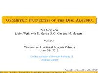 Geometric Properties of the Disk Algebra