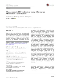 Management of Hypertension Using Olmesartan Alone Or in Combination