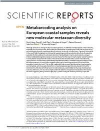 Metabarcoding Analysis on European Coastal Samples Reveals New