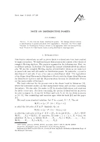 NOTE on DISTRIBUTIVE POSETS 1. Introduction Distributive Ordered