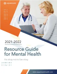 Resource Guide for Mental Health 2021-2022