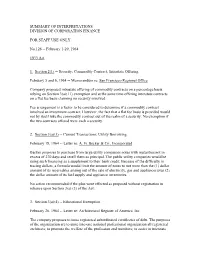 Summary of Interpretations Division of Corporation Finance