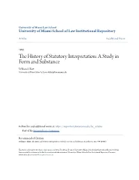 The History of Statutory Interpretation: a Study in Form and Substance, 6 Cardozo L