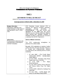 2020 Bayanihan to Heal As One Act Accomplishment Report