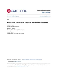 An Empirical Evaluation of Statistical Matching Methodologies