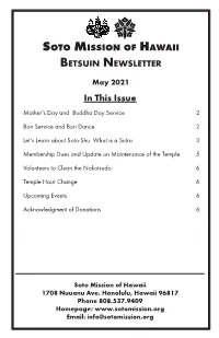 May 2021 in This Issue Mother’S Day and Buddha Day Service 2