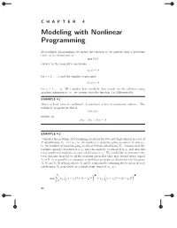 Modeling with Nonlinear Programming