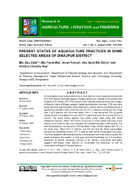 Present Status of Aquaculture Practices in Some Selected Areas of Dinajpur District