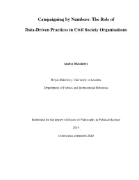 The Role of Data-Driven Practices in Civil Society Organisations