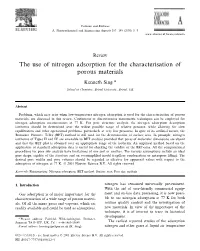 The Use of Nitrogen Adsorption for the Characterisation of Porous Materials