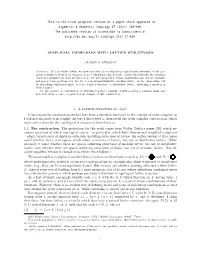 This Is the Final Preprint Version of a Paper Which Appeared at Algebraic & Geometric Topology 17 (2017) 439-486
