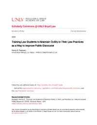 Training Law Students to Maintain Civility in Their Law Practices As a Way to Improve Public Discourse