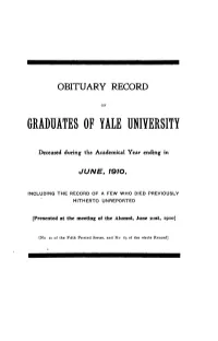 1909-1910 Obituary Record of Graduates of Yale University