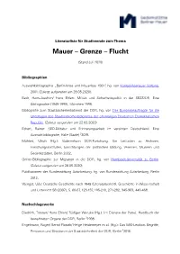 Mauer – Grenze – Flucht