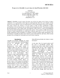 Prospects for Affordable Access to Space for Small Payloads, 2003-2012
