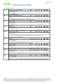Sydney Program Guide