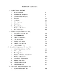 Table of Contents