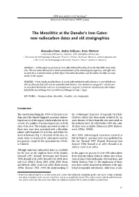 The Mesolithic at the Danube's Iron Gates&gt; New Radiocarbon Dates And