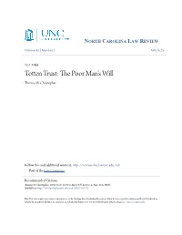 Totten Trust: the Poor Man's Will, 42 N.C