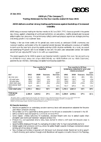 Trading Statement for the Four Months Ended 30 June 2021