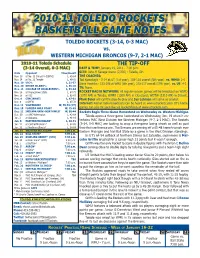 2010-11 Toledo Rockets' Basketball Game Notes