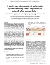 A Single Wave of Monocytes Is Sufficient to Replenish the Long-Term