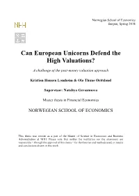 Can European Unicorns Defend the High Valuations?