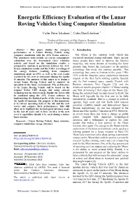 Energetic Efficiency Evaluation of the Lunar Roving Vehicles Using Computer Simulation