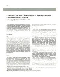 Esotropia: Unusual Complication of Myelography and Pneumoencephalography