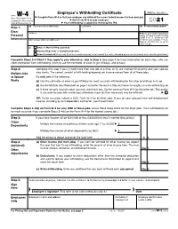 Form W-4, Employee's Withholding Certificate
