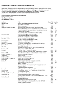 Guild Library - Summary Catalogue to December 2018