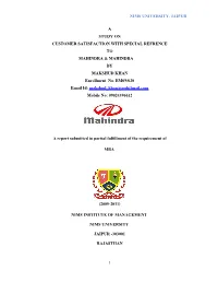 Nims University, Jaipur a Study on Customer Satisfaction