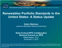 Renewables Portfolio Standards in the United States: a Status Update