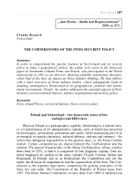 The Cornerstones of the Swiss Security Policy