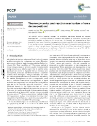 Thermodynamics and Reaction Mechanism of Urea Decomposition† Cite This: Phys