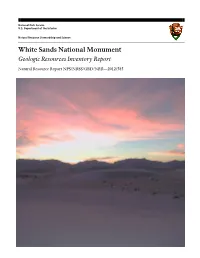 White Sands National Monument Geologic Resources Inventory Report