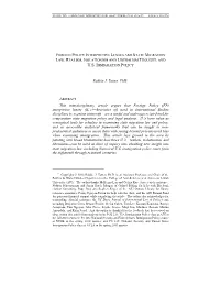 Foreign Policy Interpretive Lenses and State Migration Law: Realism, Isolationism and Liberalism Thought, and U.S