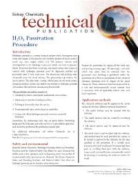 H2O2 Hydrogen Peroxide Passivation Procedure
