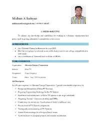 Midhun a Sathyan Midhunasathyan@Gmail.Com | +91 90 37 331335