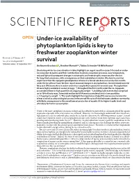 Under-Ice Availability of Phytoplankton Lipids Is Key to Freshwater